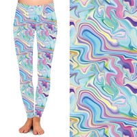 Dropshipping Imprimé marbre coloré Femmes Taille haute yoga beurre doux 92% polyester 8% spandex leggings pour femmes