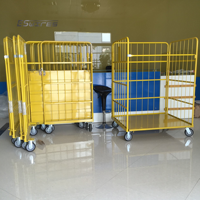 Entrepôt pliable personnalisé à 4 roues Chariot à cage logistique en treillis métallique à plate-forme robuste de 500kg