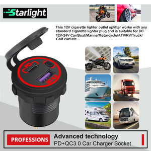 <span class=keywords><strong>Adaptateur</strong></span> de chargeur de voiture 12V/24V robuste QC3.0 PD 20W type-c USB avec interrupteur étanche pour camion de moto de bateau marin - Product Image 6