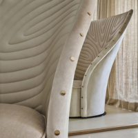 Fauteuil individuel de luxe moderne pour salon de villa italienne, chambre d'hôtel, bureau à domicile, avec structure en bois et velours écologique, idéal pour la détente