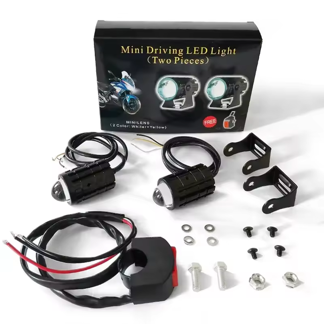 Vcan Low Price Motorcycle Lights 12-80V IP67 White Amber Dual Color Led Driving Light for Motorcycle Small Steel Gun