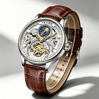 Montres personnalisées en gros de l'usine TEVISE avec logo, montre automatique mécanique à tourbillon, Relojes Personalizados