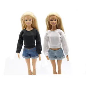 デニムショーツ人形 Suppliers-29cm高品質1:6スケール手作りジーンズセーターソフト衣装人形服