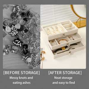 Acrilico trasparente in velluto gioielli portaoggetti anelli collane espositore portagioie con cassetti Top trasparente - Product Image 3