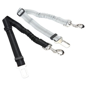 Correa de Seguridad para Mascotas para Asiento de Coche, Elástica, con Franjas Reflectantes, de Poliéster, Negra y Gris, Arnés de Seguridad Retráctil para Perros - Product Image 2