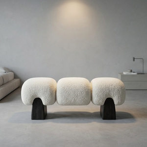 Banc de repos design moderne en sherpa doux pour <span class=keywords><strong>entrée</strong></span>, tabouret de chambre, ottoman, ou banc de bout de lit pour personnes âgées, idéal pour centre commercial - Product Image 1