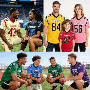 Custom Football Jersey Personalized Stitched Team Name Number V-Neck Moisture Wicking Unisex Adult Sports Shirt - Product Image 2
