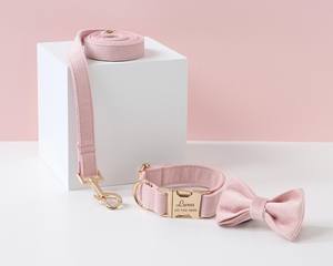 Laisse rose pour bébé, collier personnalisé Veet, petit collier, collier et laisse pour chiots filles - Product Image 6