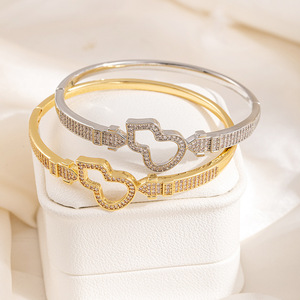 Gold And <b>Silver</b> Gourd Shaped Zircon <b>Bracelet</b> Micro Insert Women's Jewelry Gift - Product Image 4