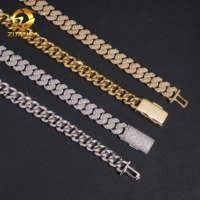 Promotion Chaîne cubaine 10 mm à 3 rangs en laiton, style Hip Hop, entièrement sertie de moissanite, collier Miami Cuban pour rappeur