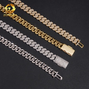 Promotion Chaîne cubaine 10 mm à 3 rangs en laiton, style Hip Hop, entièrement sertie de moissanite, collier Miami <span class=keywords><strong>Cuban</strong></span> pour rappeur - Product Image 6