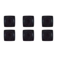 Ensemble de 6 assiettes à dessert carrées en céramique durables, finition noire mate, design minimaliste nordique élégant, Eclipse par Excelsa