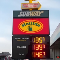Letrero de Precio para Gasolinera LED Verde AUTODISP, Impermeable IP65, Control Remoto, Colores Personalizables, Pantalla de Alto Brillo