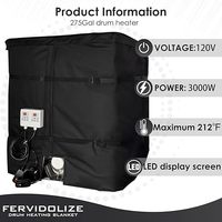 Prix usine Chauffe-conteneur IBC gris 275 gallons en tissu Oxford imperméable avec enveloppe chauffante en alliage de nicrome 3000W à montage au sol pour