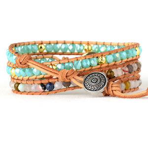 Fashion Wrap <b>Bracelet</b> Multi Layer Opal Crystal Beaded Cowhide Rope Braided Jewelry Gift For Women <b>Boho</b> Style - Product Image 4