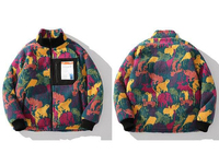 Veste matelassée en polaire sherpa à motif camouflage animalier unisexe, doublure satinée, réversible, veste bomber d'hiver