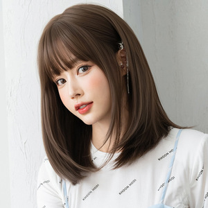วิกผมสั้นทรงบ๊อบสไตล์เกาหลี 40 ซม. สีน้ำตาลเย็น พร้อมหน้าม้า สำหรับผู้หญิง - Product Image 5