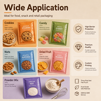 Sachet plat personnalisé avec logo pour biscuits, refermable avec fermeture éclair, qualité alimentaire, avec fenêtre transparente et gaufrage, pour emballage de produits de boulangerie et de snacks
