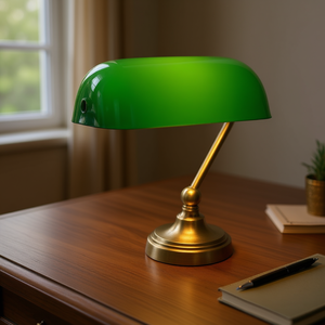 Pantalla de cristal Green Banker rectangular de estilo clásico, hecha a mano, con acabado cromado pulido, fácil instalación, cubierta de repuesto - Product Image 2