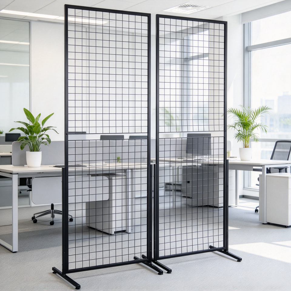 Shop Grid Display Double Sided Iron Grid Wall Panels Freestanding Metal Display Racks ...