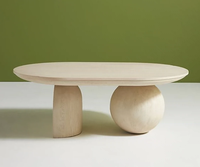 Designer nordique grand et petit salon en bois massif personnalité de forme spéciale table basse en bois ovale table à thé