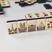 Tuiles de Mahjong américaines, 160 pièces, vertes, 4 couches, en acrylique, design parisien, pour adultes, collectionneurs et cadeaux