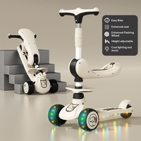 TG-Wholesale Trottinette Pliante pour Enfants 2-8 Ans, Vélo d'Équilibre 3-en-1 avec Roues d'Apprentissage et Poussette Jouet