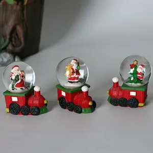 Hars Waterbal Sneeuwbol, Trein Santa Glazen Waterbal Voor Cadeau, Kerst Sneeuwbol Voor Huisdecoratie Kids Cadeau