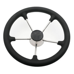 Gran oferta, volante de acero inoxidable negro de 15-1/2 \ "con empuñadura de perilla, accesorio de Hardware marino antideslizante para yates - Product Image 1