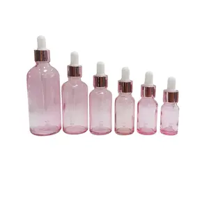 Kosmatisches Serum Glas-Tropfflasche für Öl rosa Großhandel 15 ml 20 ml 30 ml 50 ml Siebdruck OEM ODM grün stark angepasst