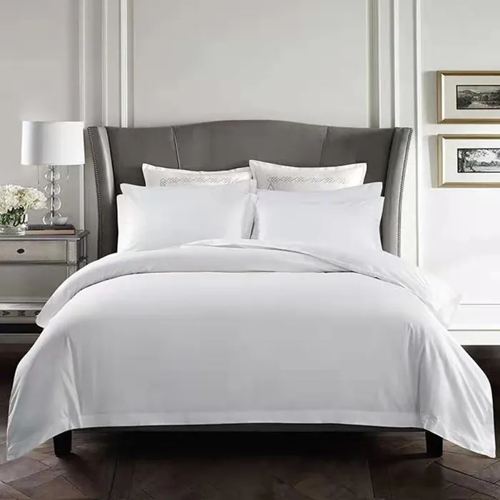 कस्टम होटल Linens duvet सेट को शामिल किया गया के लिए राजा आकार बिस्तर कपास अमीर 300 धागा गिनती percale बिस्तर फ्लैट शीट