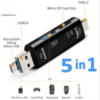 5 en 1 multifonction Type C Micro USB vers USB OTG USB 2.0 TF lecteur de carte adaptateur Type C lecteur Flash adaptateur pour ordinateur portable