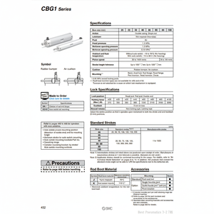 กระบอกล็อกปลายนิวเมติก SMC CDBG1BN63-600-HN ชิ้นส่วนนิวเมติก - Product Image 1