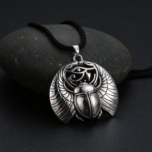 Diable Yeux Scarabes Vintage Antique Argent Hommes Bijoux Nordique Slave Corbeau Rune Nord Pirate Viking Bousier Pendentif Colliers - Product Image 4