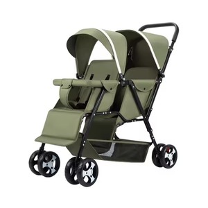 Passeggino Gemellare con Doppia Seduta, Carrozzina per Bambini di Alta Qualità in Lino, Leggero <span class=keywords><strong>e</strong></span> Pieghevole, Portatile per Viaggi, Adatto da 0 a 3 Anni - Product Image 2