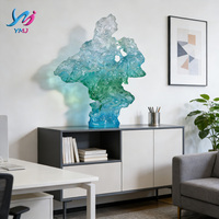 Sculpture en résine transparente écologique, design moderne créatif en forme de vague, peinte à la main, durable, personnalisable, pour l'extérieur