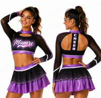Uniforme de cheerleading personnalisé pour femmes adultes, entièrement orné de strass, en polyester et élasthanne, tissu antibactérien, logo personnalisé pour