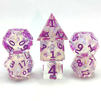 Ensemble de dés numériques transparents en résine bleue à bords coupés, 7 pièces, dés polyédriques, jeu de société RPG pour explorateurs