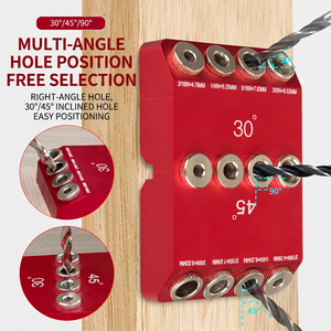 Guía de perforación de madera con ángulos de 30, 45 y 90 grados, localizador de orificios multiángulo de aluminio para carpintería - Product Image 1