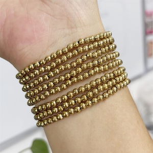 4mm Diameter <strong>Stainless</strong> <strong>Steel</strong> Beads Women and <strong>Men</strong> Waterproof Hollow <strong>Steel</strong> Beads Elastic String <strong>Bracelets</strong> - Product Image 2