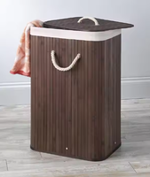 Panier à linge pliable en bambou, panier de rangement pour vêtements avec poignée en polyester