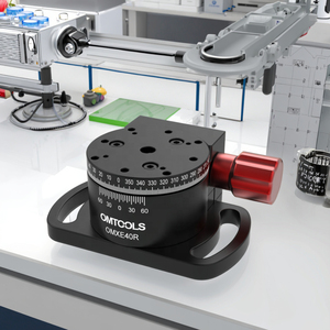 שלבי סיבוב ידניים מדויקים של OMTOLS, תנועה של 360 מעלות, הנעה באמצעות תמסורת תולעת עם מסבי כדור, סגסוגת אלומיניום, יחס העברה 1:62, אחריות לשנה - Product Image 5