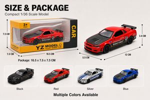 รถของเล่นโมเดลไดแคสต์ขนาด 1:36 แบบดึงถอยหลัง รุ่น Skyline <span class=keywords><strong>GT</strong></span>-R R34 ฝากระโปรงเปิดได้ ผลิตจากโลหะ สไตล์ JDM รถสปอร์ต สำหรับเด็ก - Product Image 5