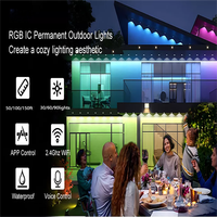50/100/150FT LED intelligent étanche extérieur avant-toit lumière RGBIC Permanent extérieur avec WiFi/tuya/APP contrôle avant-toit lumières