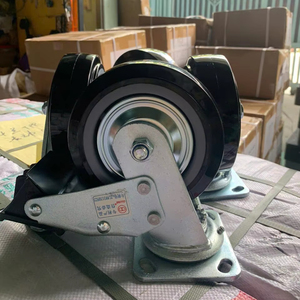 Heavy Duty <b>Black</b> Polyurethane Caster Wheel 4 5 6 8 Inch with Iron Core and Zinc Plated Swivel <b>Bracket</b> 1000kg Load - Product Image 1