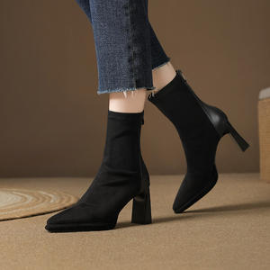 Botas Altas hasta la Rodilla con Cordones y Tacón Grueso, Parte Superior de Cuero Genuino, Entresuela de Piel, Modernas, Versátiles, Elegantes y Delgadas para Otoño/Invierno - Product Image 6