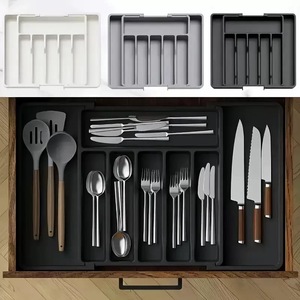 Organisateur de <span class=keywords><strong>tiroir</strong></span> pliable, support de rangement pour couteaux de cuisine, boîte de rangement en plastique pour fourchettes et cuillères, plateau <span class=keywords><strong>à</strong></span> <span class=keywords><strong>couverts</strong></span> extensible pour <span class=keywords><strong>tiroir</strong></span> - Product Image 3