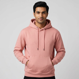 Sudadera con Capucha Rosa Lisa Extra Grande de Alta Calidad al por Mayor, Sudadera con Capucha de Algodón Grueso Personalizada para Hombre - Product Image 1
