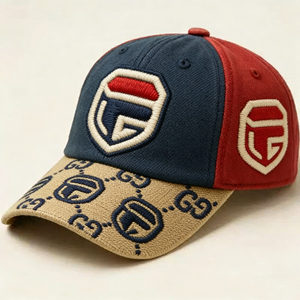 Casquette de baseball brodée avec logo bicolore, chapeau décontracté tricolore avec motif de marque 3D et détails de monogramme sur toute la surface - Product Image 1