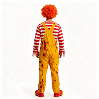 Costume d'Halloween de Clown Maléfique Effrayant, Combinaison Jaune à Rayures pour Hommes Adultes